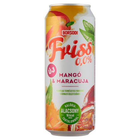 Sör Borsodi Friss 0,0% mangó-maracuja 0,5l